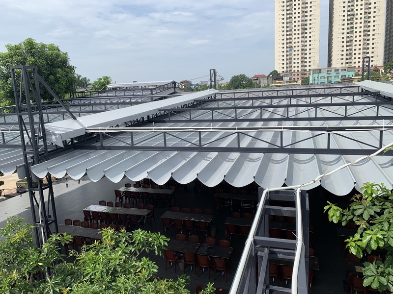 mái bạt xếp lượn sóng