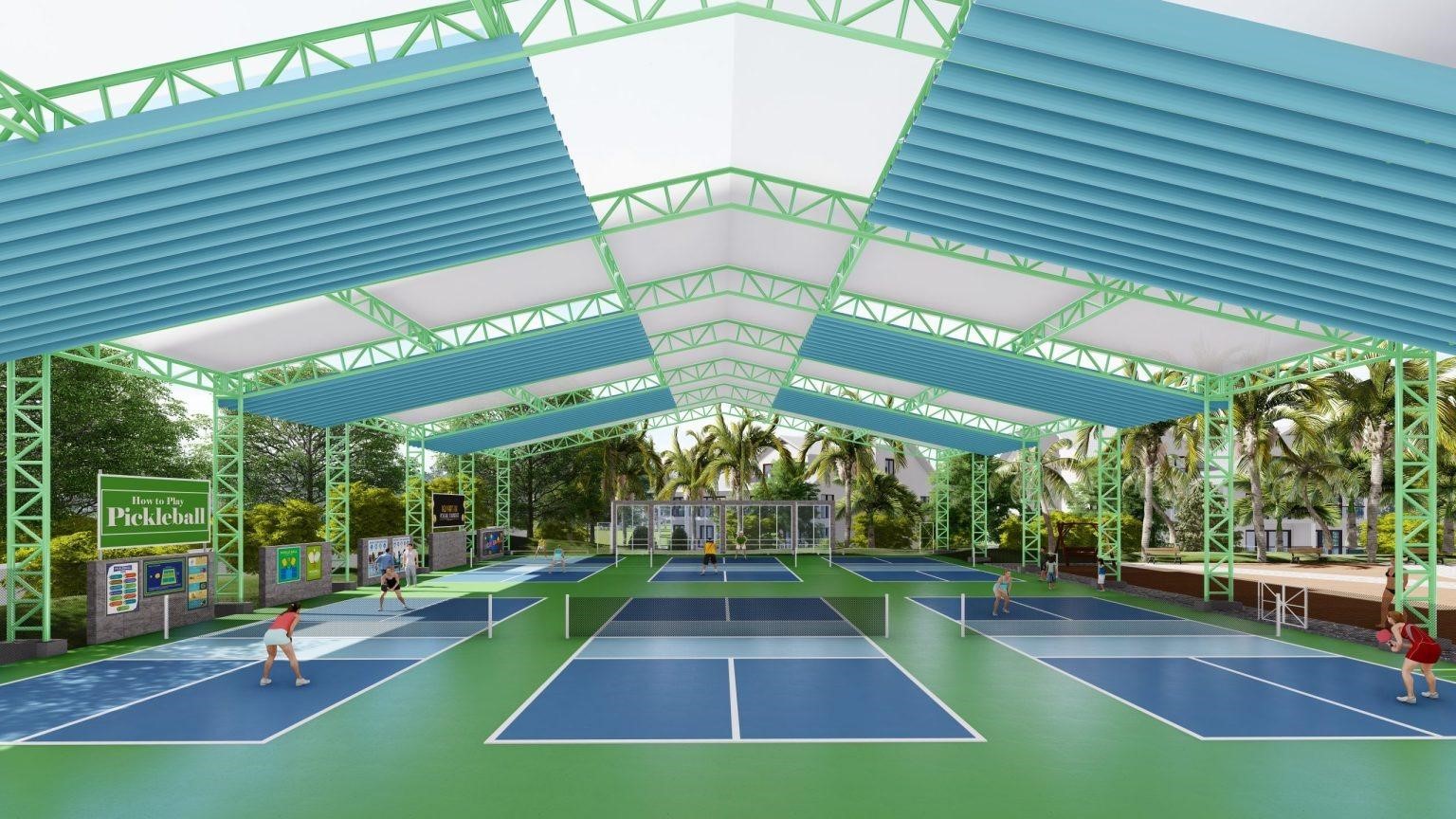 thi công mái che sân Pickleball